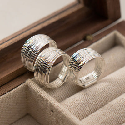 Flerskikts Linie Sterling Sølv Ring