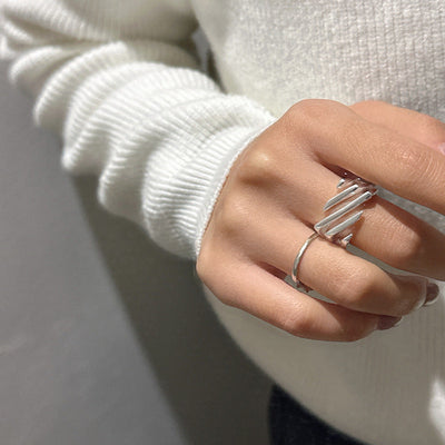 Sølvlagdelt Twill justerbar ring
