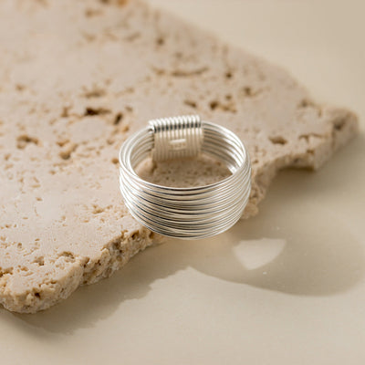 Flerskikts Linie Sterling Sølv Ring
