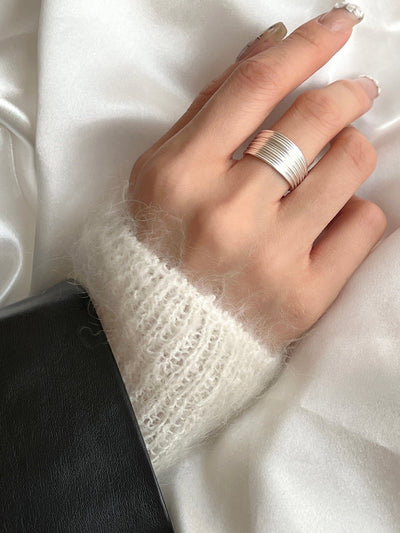 Flerskikts Linie Sterling Sølv Ring
