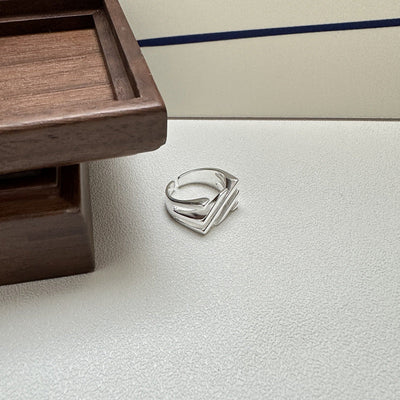 Sølvlagdelt Twill justerbar ring