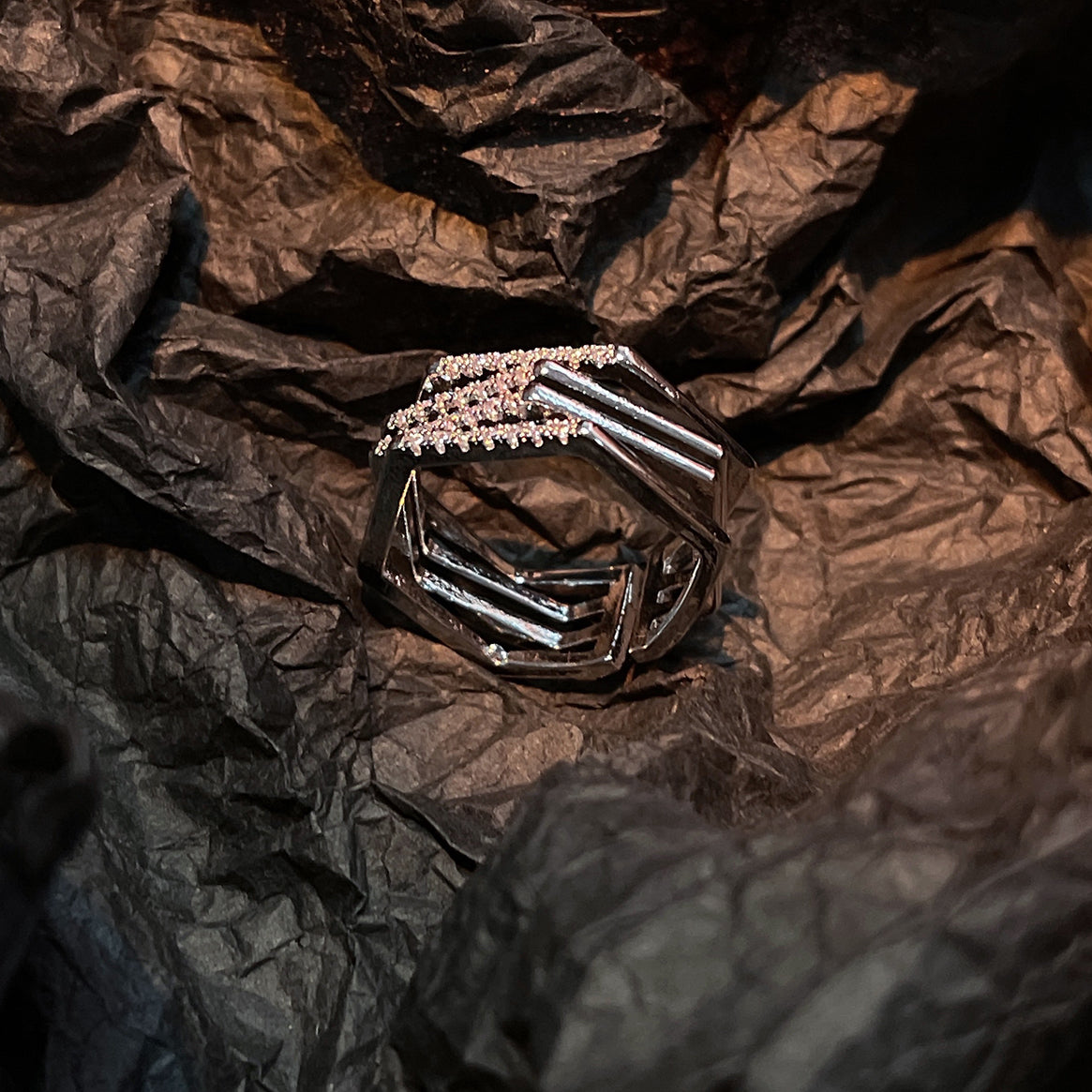 Zirkon Sekskant Justerbar Ring