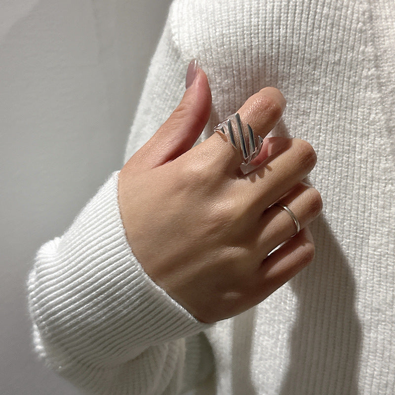 Sølvlagdelt Twill justerbar ring