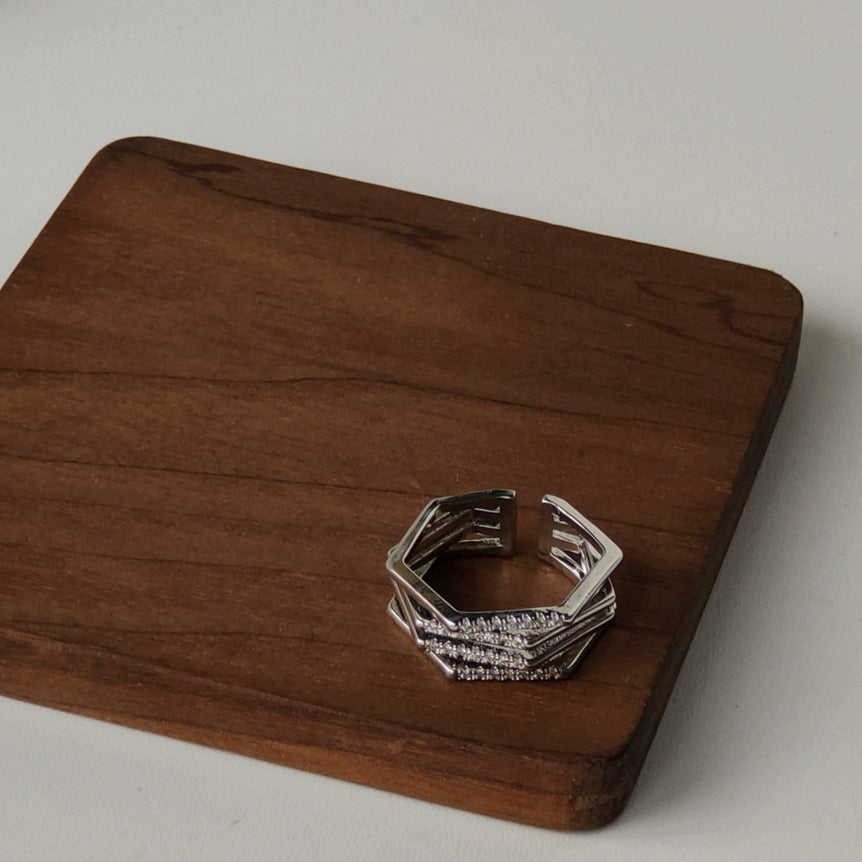 Zirkon Sekskant Justerbar Ring