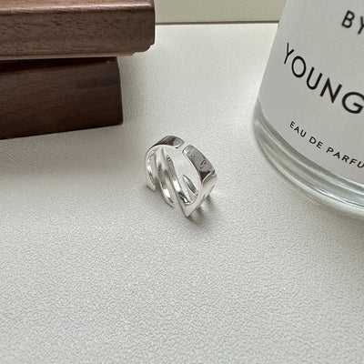 Sølvlagdelt Twill justerbar ring