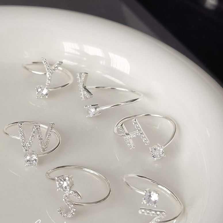 Zirkonia Bogstav Sterling Sølv Ring