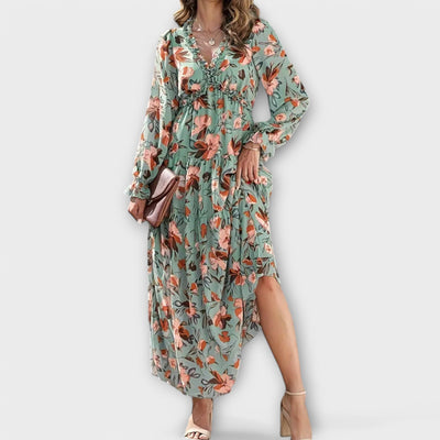 Lang & Elegant Kjole Med V-Hals