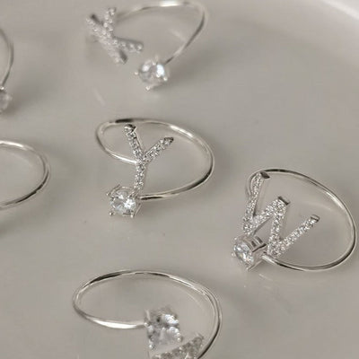 Zirkonia Bogstav Sterling Sølv Ring