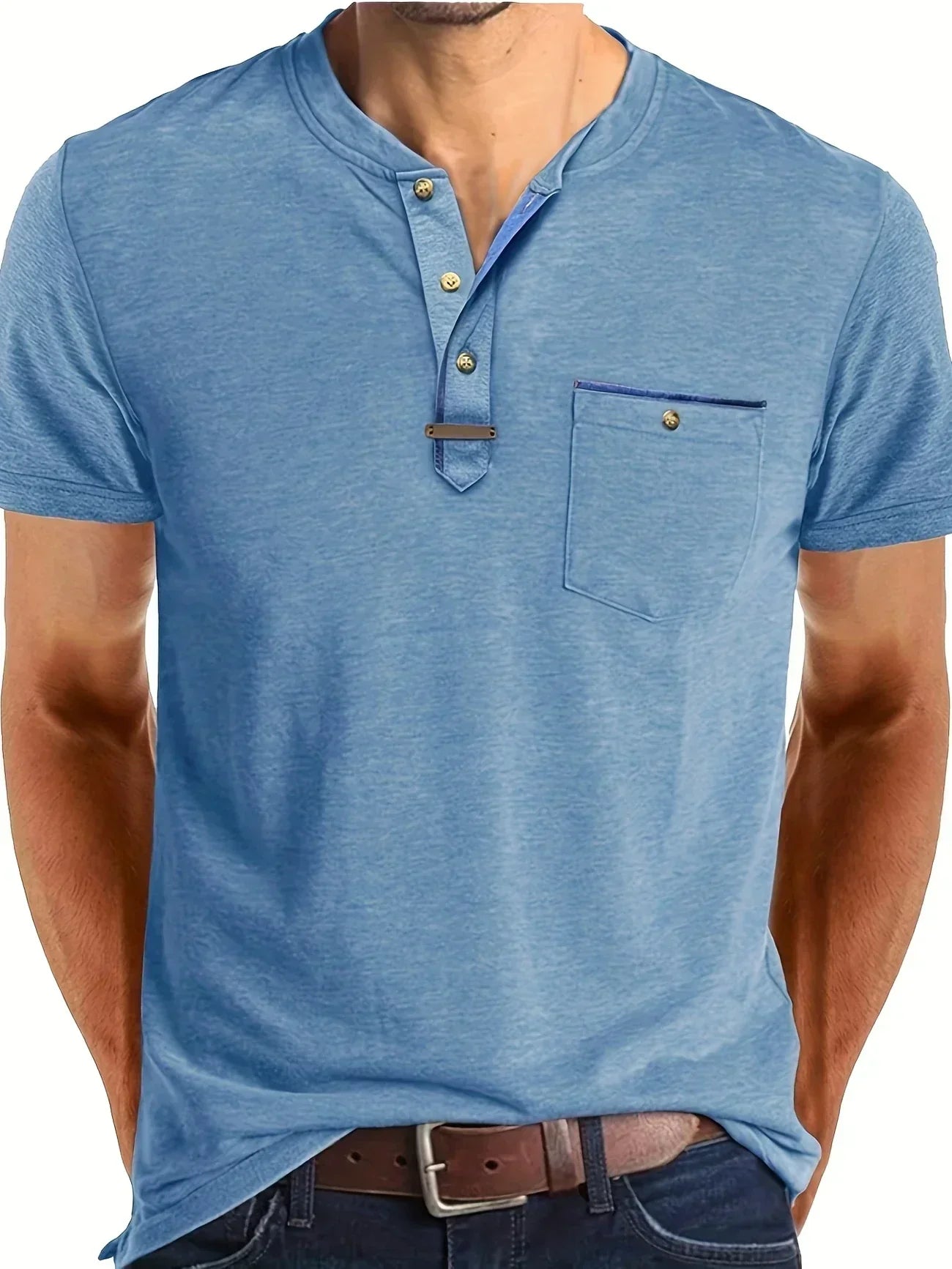 Saxon - Elegant Rund Hals T-shirt Med Lomme