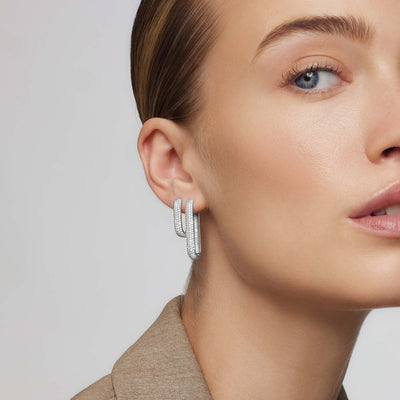 Icon Pavé Hoops | Hvidguld 18k