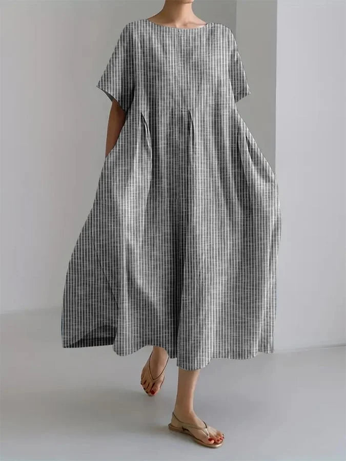 BIANCA | Lang Casual Kjole Med Behagelig Pasform Og Retro Stil Til Hverdagen