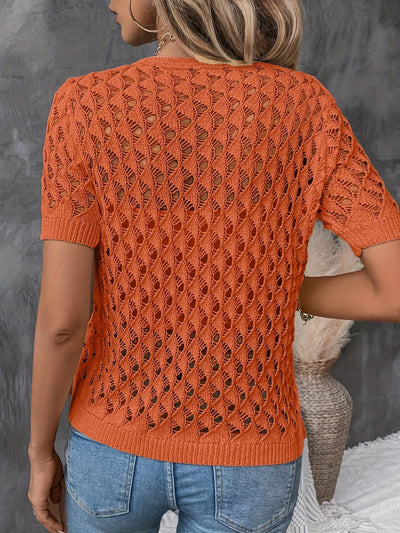 Elegant Kortærmet Bluse i Blonde