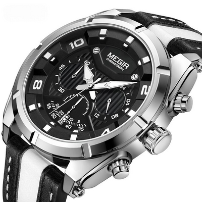 Luksus Læder Militær Sport Chronograph Ur