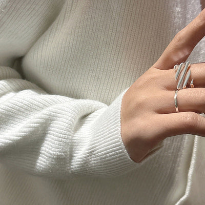 Sølvlagdelt Twill justerbar ring
