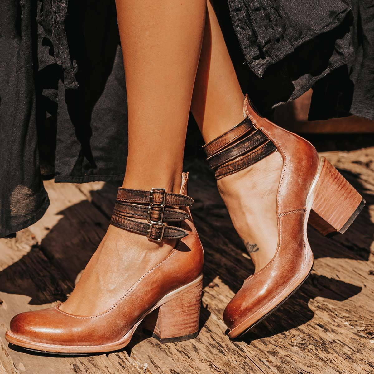 Stefanie | Elegante Riemchenpumps med blokhæle