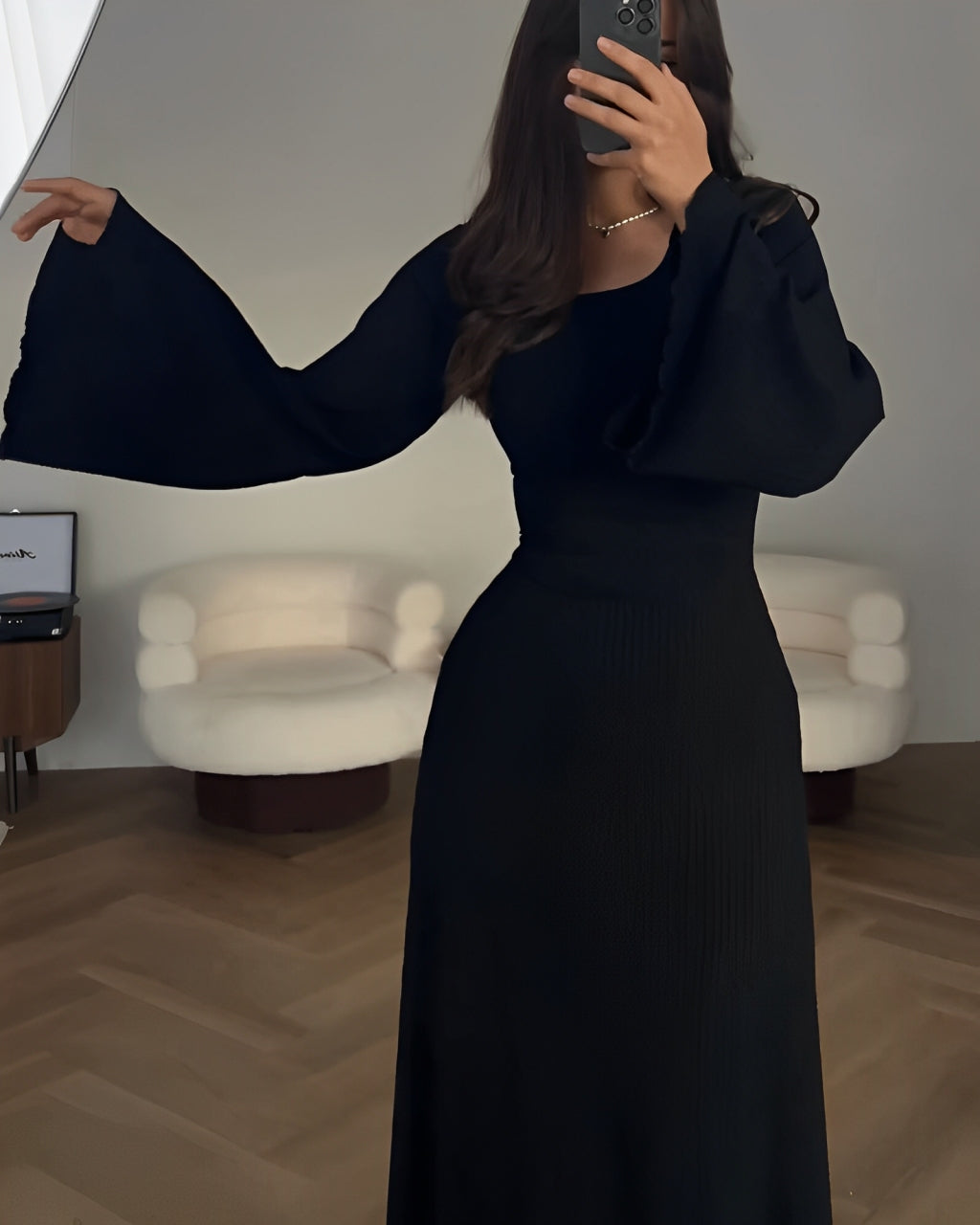 Rosea Elegante Strikket Maxi Kjole
