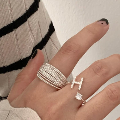 Zirkonia Bogstav Sterling Sølv Ring