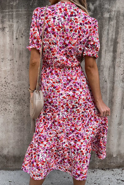 Maxi kjole Rosea Floral med V-udskæring
