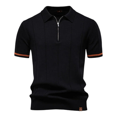 John™ | Casual Polo Shirt med Lynlås i Sporty Stil