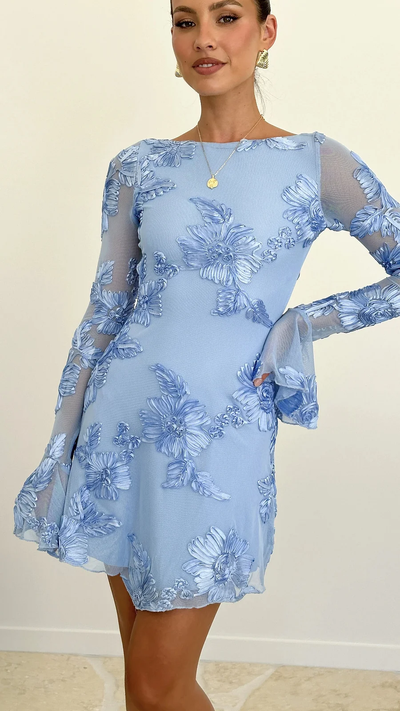 Nova | Rygfri Mini Kjole med Blomsterprint