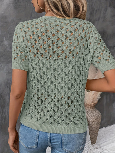 Elegant Kortærmet Bluse i Blonde