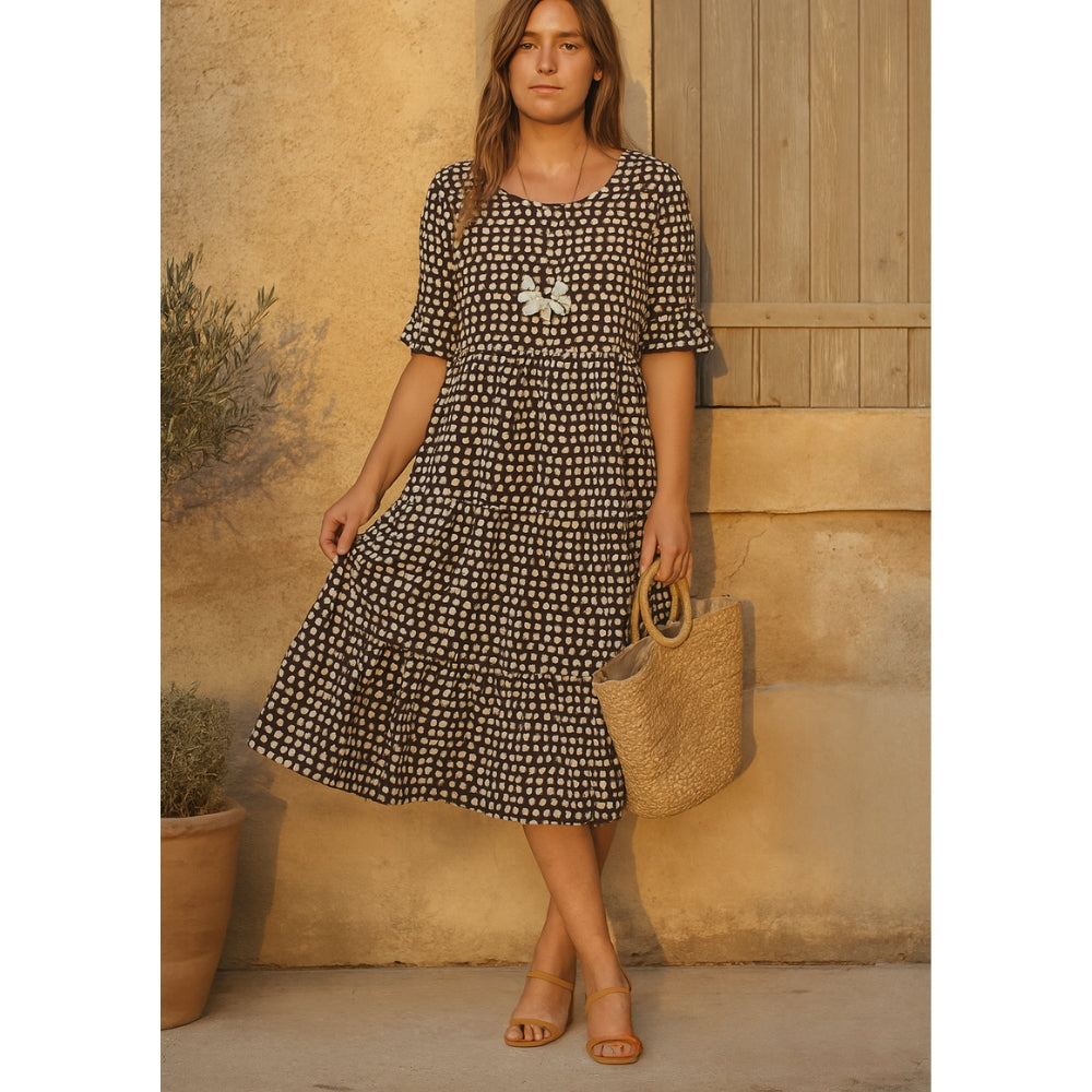Mariam - Ruffle Sleeve Midi Kjole