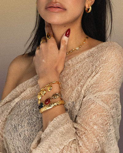 Guld Athena Armbånd og Ring Sæt
