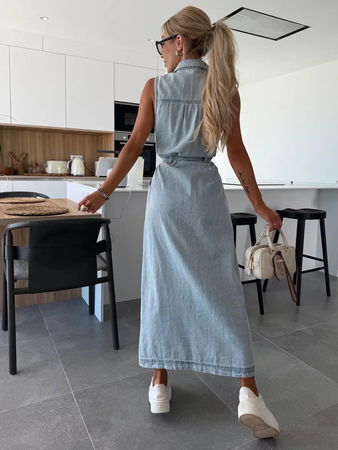 Sanne | Maxi Denim Kjole med Tidløs Elegance