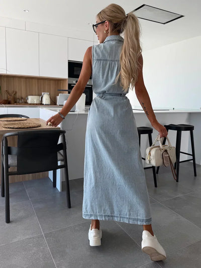 Sanne | Maxi Denim Kjole med Tidless Elegance