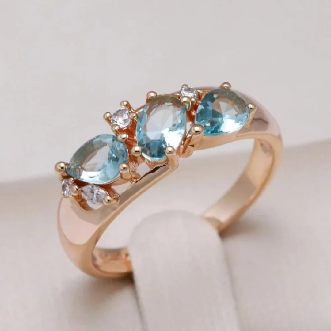 Blå Zirkonia Guld Ring