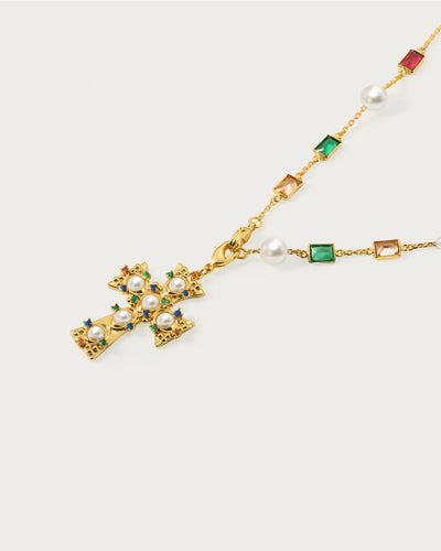 Elsker af Helius Pearl Cross Necklace