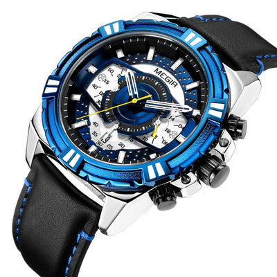 Luksus Kvarts Chronograph Militær Sport Læder Ur