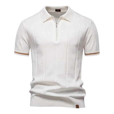 John™ | Casual Polo Shirt med Lynlås i Sporty Stil