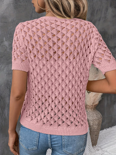 Elegant Kortærmet Bluse i Blonde