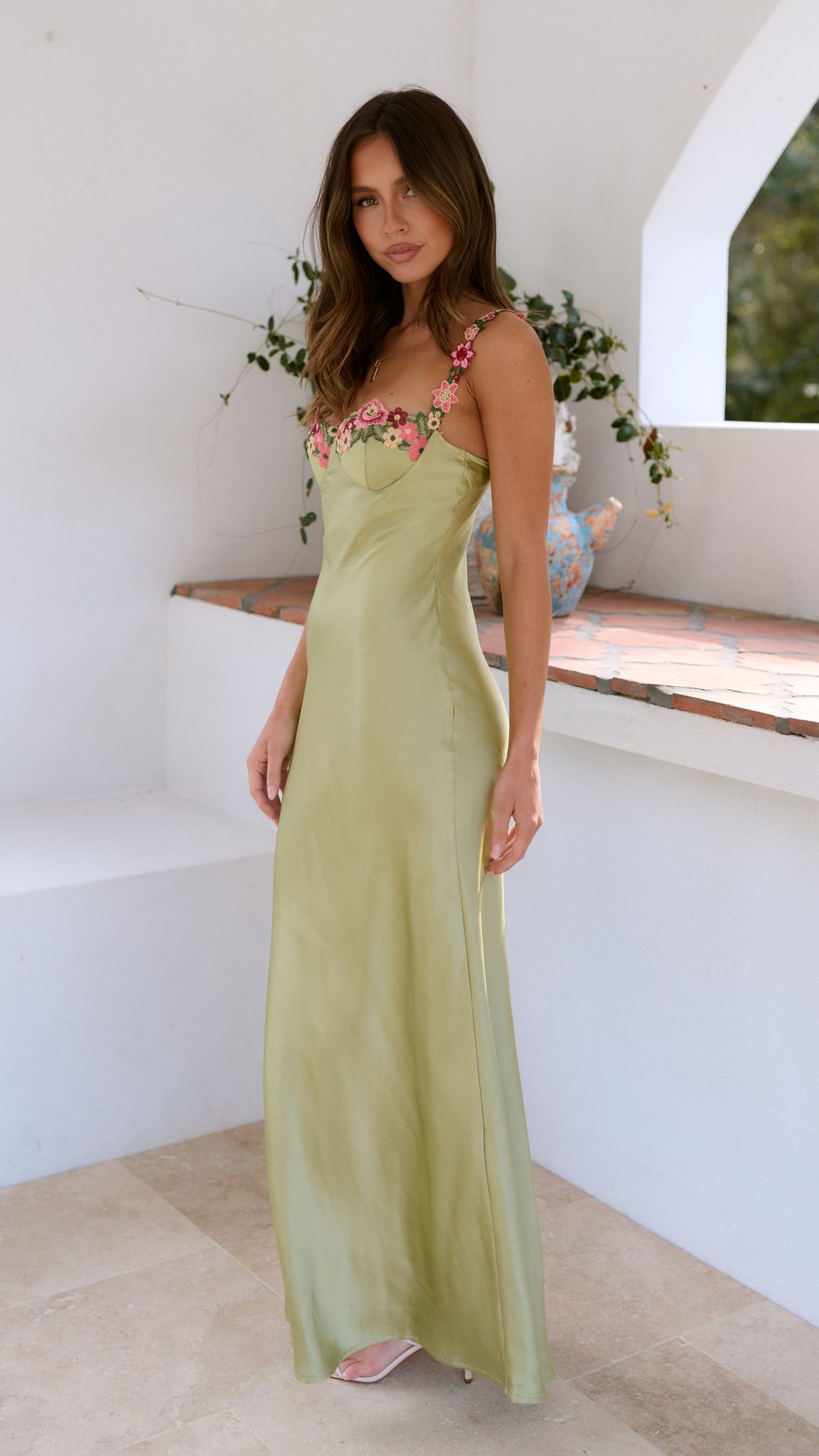 Rosea Maxi Kjole med blomstermotiv