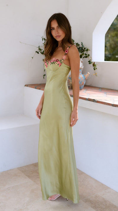 Rosea Maxi Kjole med blomstermotiv