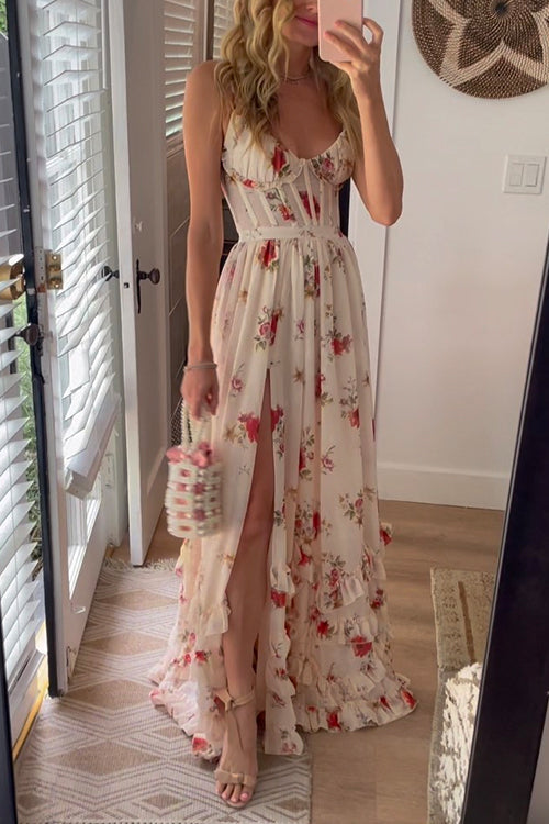 Lang blomster maxi kjole Rosea