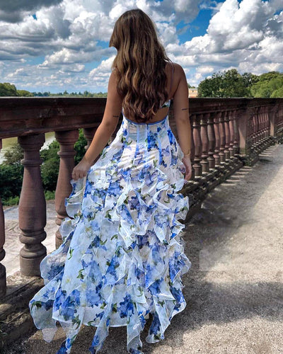 Rosea blomsterkjole med flæser