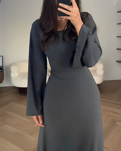 Rosea Elegante Strikket Maxi Kjole