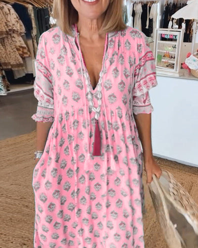 Alma | Flydende sommerkjole med moderne print