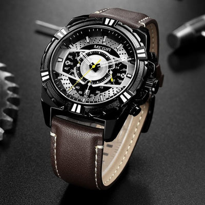 Luksus Kvarts Chronograph Militær Sport Læder Ur