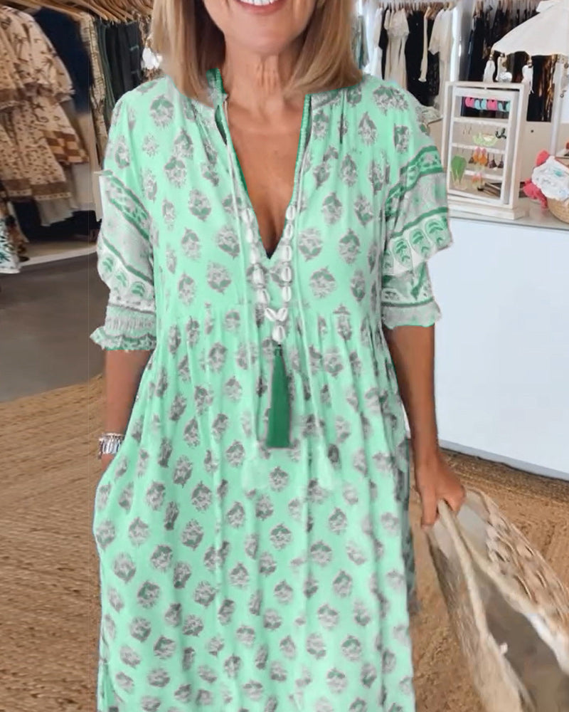 Alma | Flydende sommerkjole med moderne print
