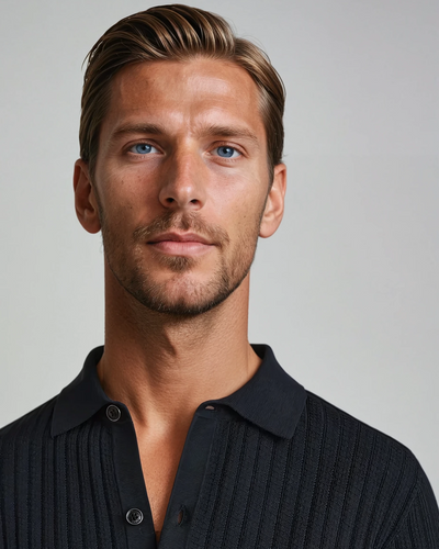 Hæklede Cardigan Polo Sort