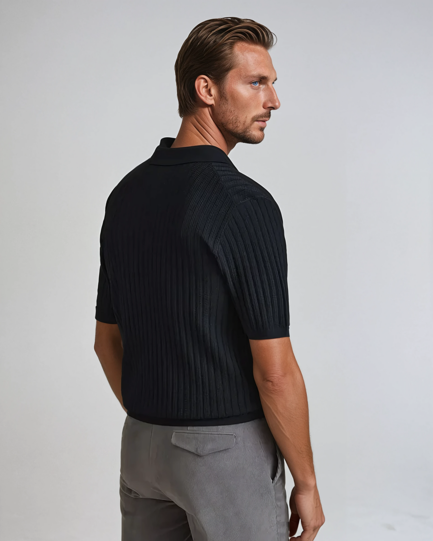 Hæklede Cardigan Polo Sort