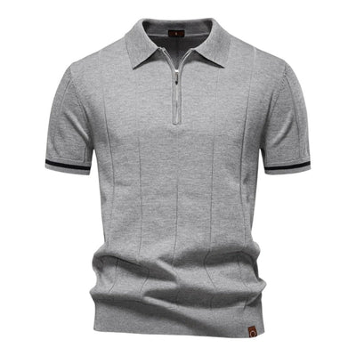 John™ | Casual Polo Shirt med Lynlås i Sporty Stil