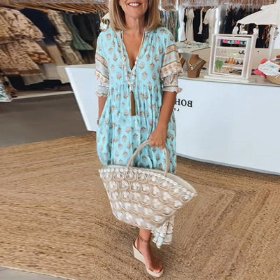 Alma | Flydende sommerkjole med moderne print