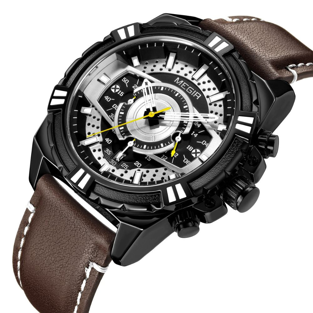 Luksus Kvarts Chronograph Militær Sport Læder Ur