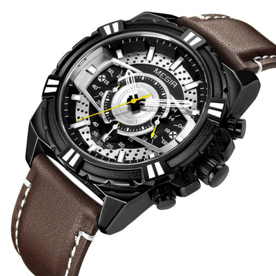 Luksus Kvarts Chronograph Militær Sport Læder Ur
