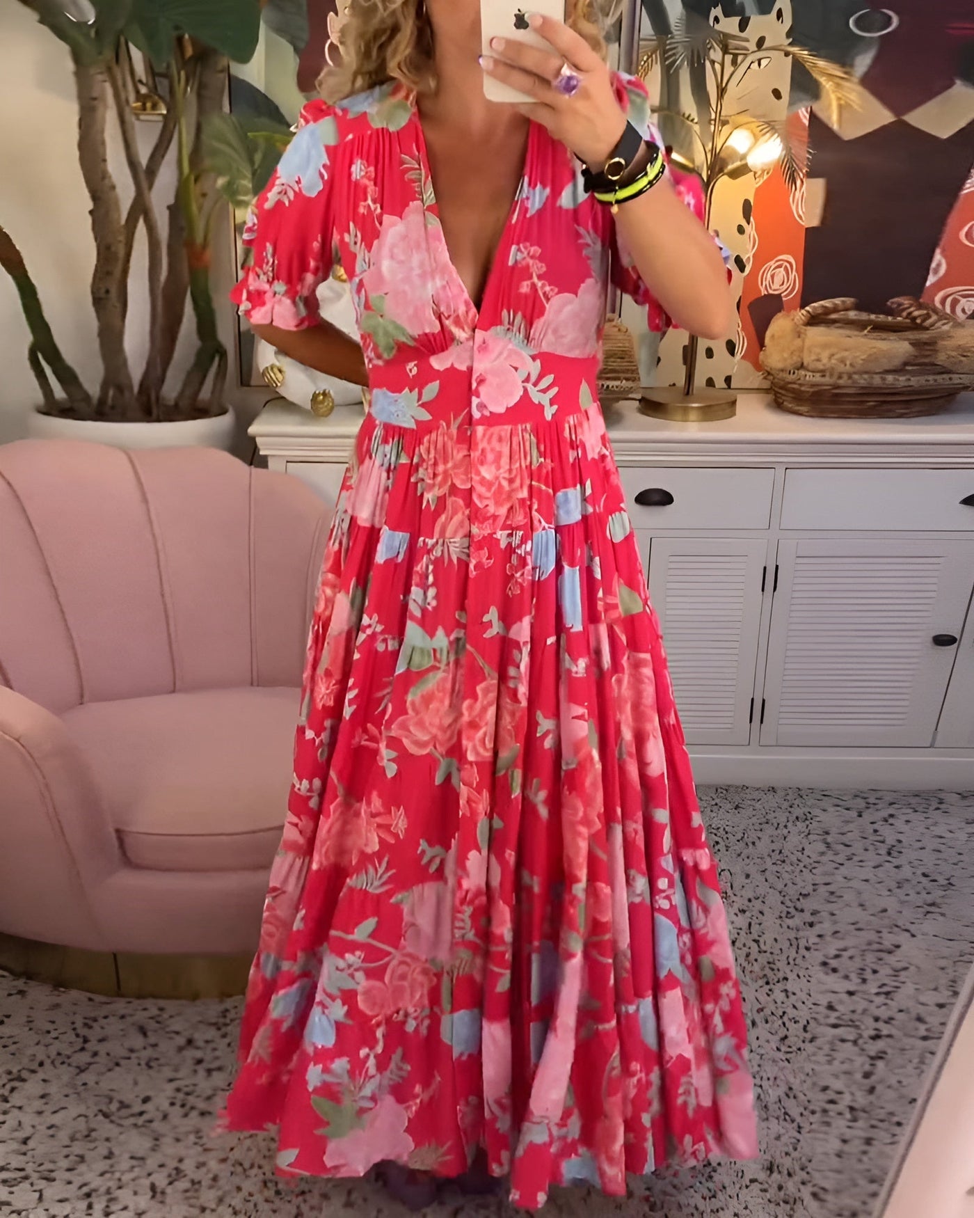 Sarah | Luftigt sommerkjole med floral note
