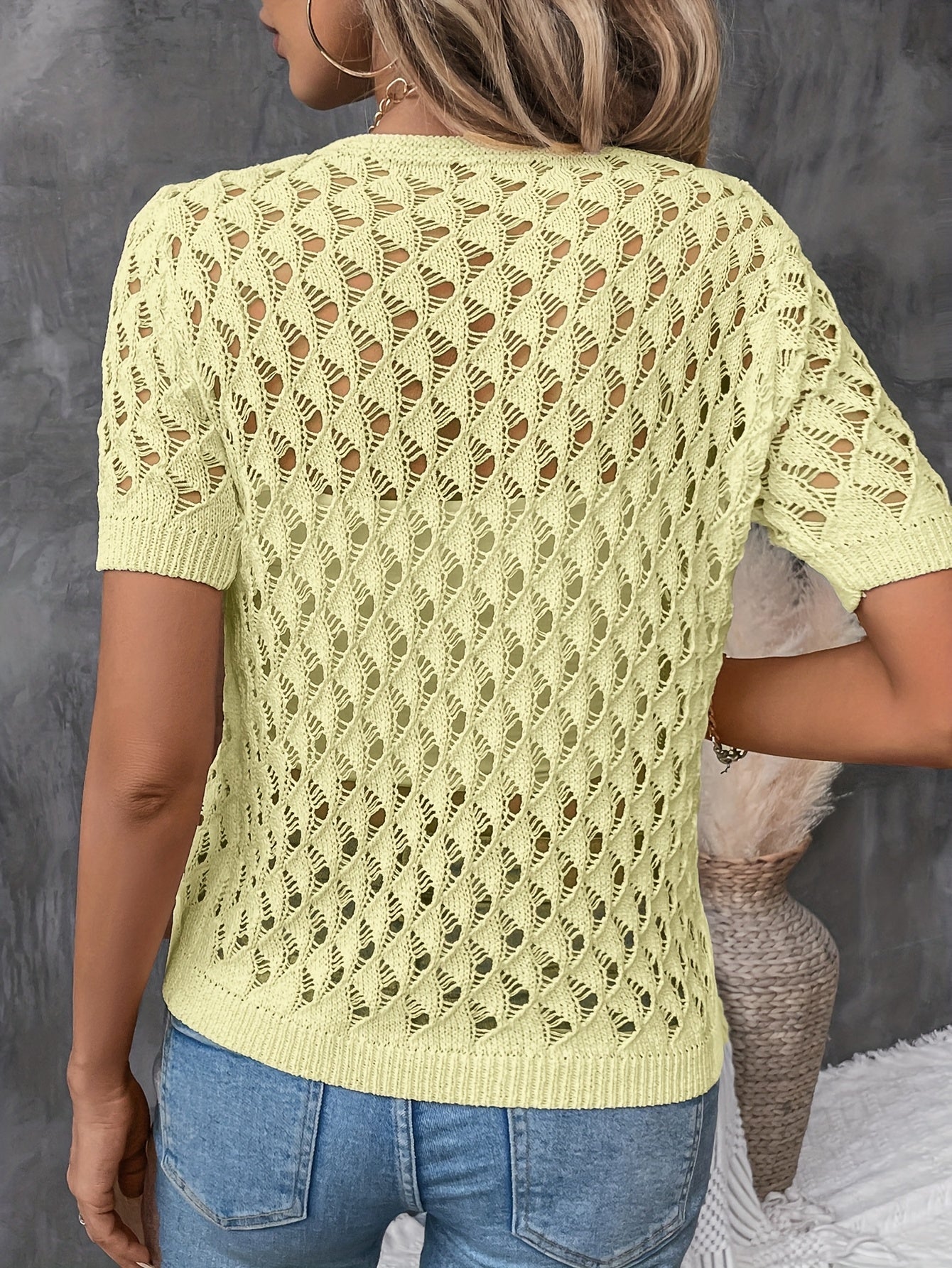 Elegant Kortærmet Bluse i Blonde